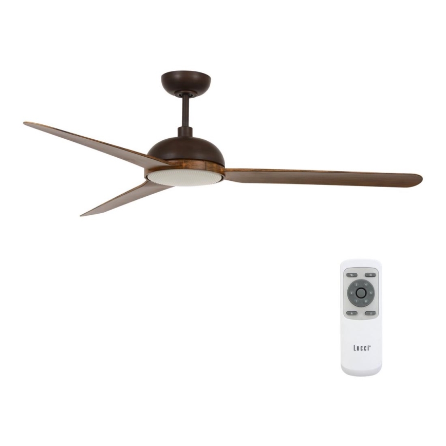 Lucci air 213300 - Ventilador de techo LED regulable UNIONE 1xGX53/12W/230V marrón + mando a distancia