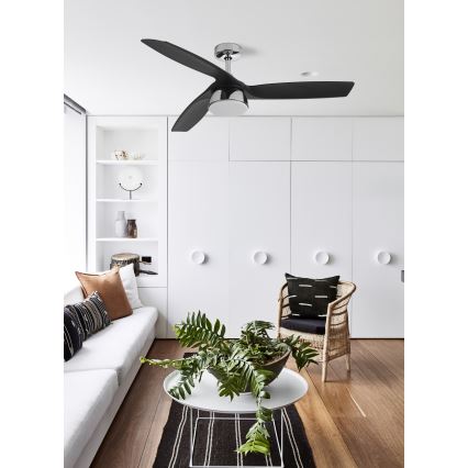 Lucci air 513072 - Ventilador de techo LED regulable BRONX LED/18W/230V 3000/4000/6000K negro/cromo brillante + control remoto