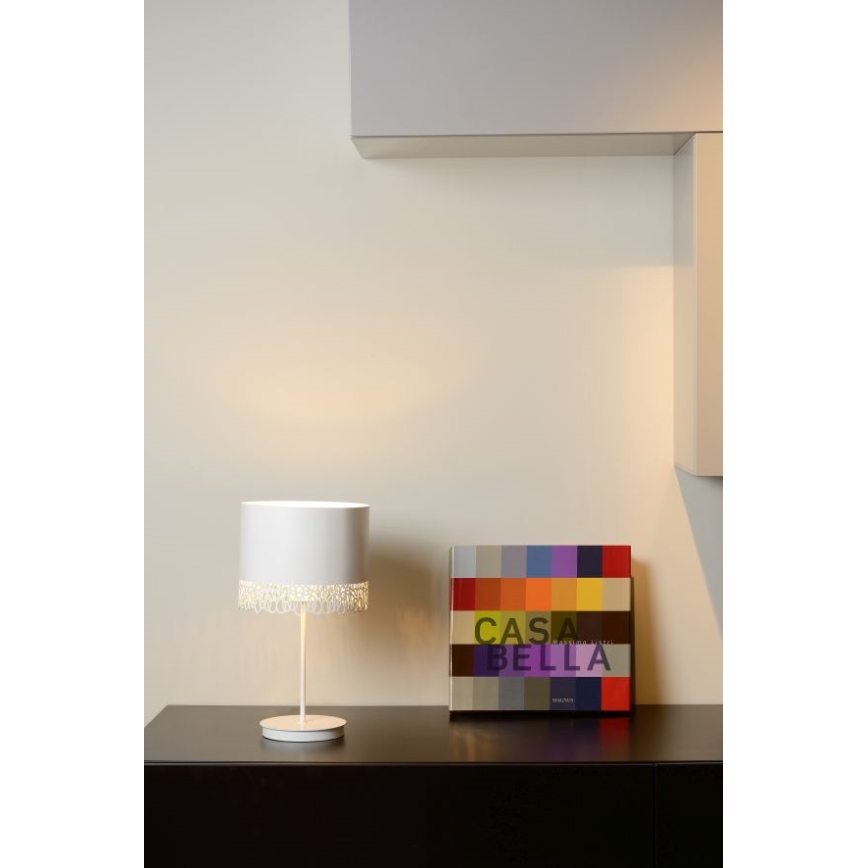 Lucide 30577/01/31 - Lámpara de mesa FEROVA 1xE27/60W/230V blanco