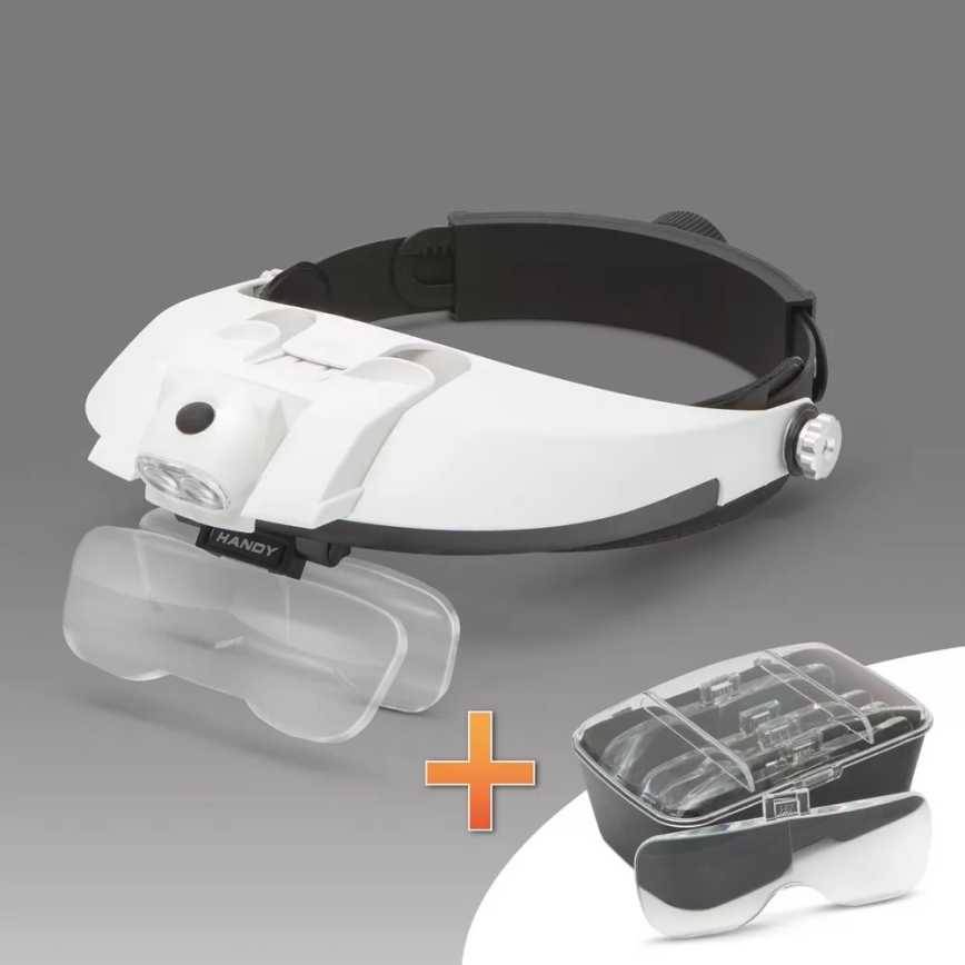 Lupa con luces LED 3xAAA + juego de lentes