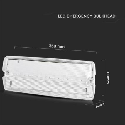 Luz de emergencia LED EMERGENCY EXIT LED/3W/230V 6400K IP65