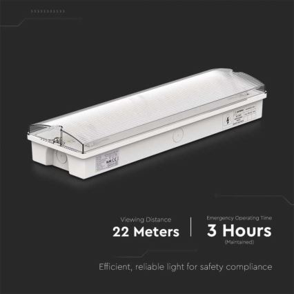 Luz de emergencia LED con una prueba de funcionalidad estándar EMERGENCY EXIT LED/3W/230V 6400K IP65