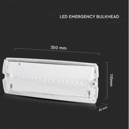 Luz de emergencia LED con una prueba de funcionalidad estándar EMERGENCY EXIT LED/3W/230V 6400K IP65