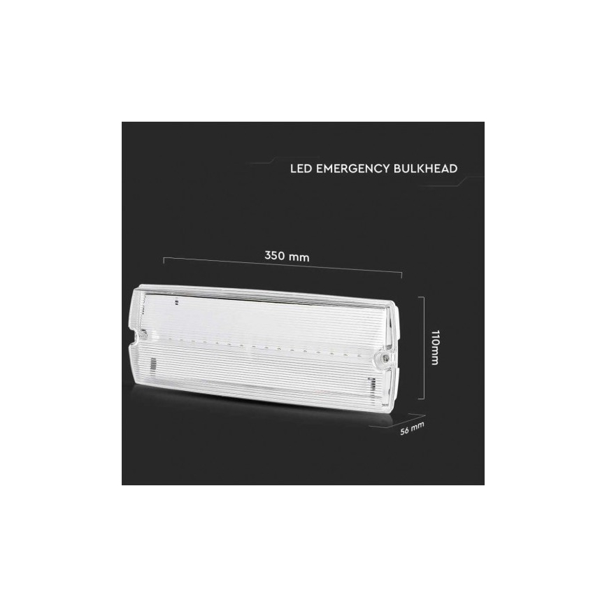 Luz de emergencia LED con una prueba de funcionalidad estándar EMERGENCY EXIT LED/3W/230V 6400K IP65