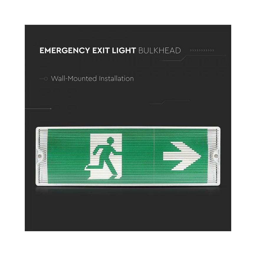 Luz de emergencia LED EMERGENCY EXIT LED/3W/230V IP65 6000K 1200mAh