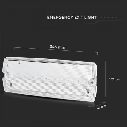 Luz de emergencia LED EMERGENCY EXIT LED/3W/230V IP65 6000K 1200mAh