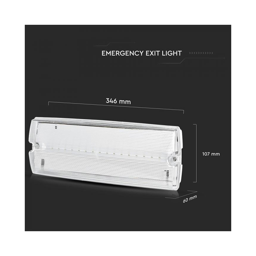 Luz de emergencia LED EMERGENCY EXIT LED/3W/230V IP65 6000K 1200mAh