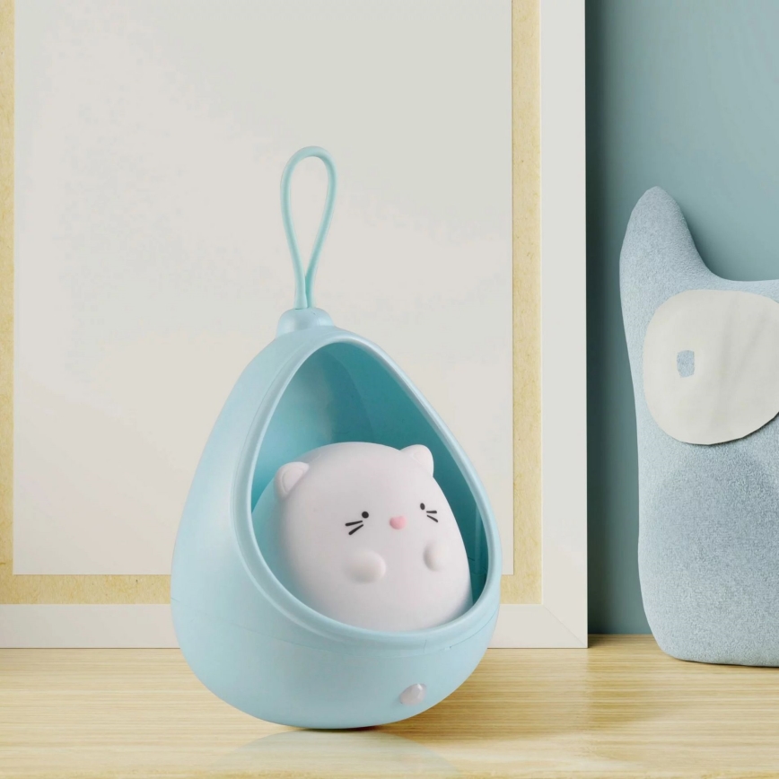 Luz LED de orientación infantil con sensor KITTY LED/0,5W/5V USB azul