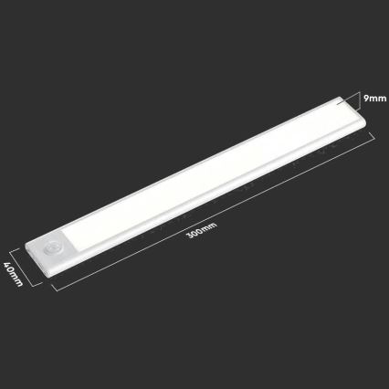 Luz LED para debajo de muebles de cocina con sensor LED/1,5W/5V 1500 mAh 4000K