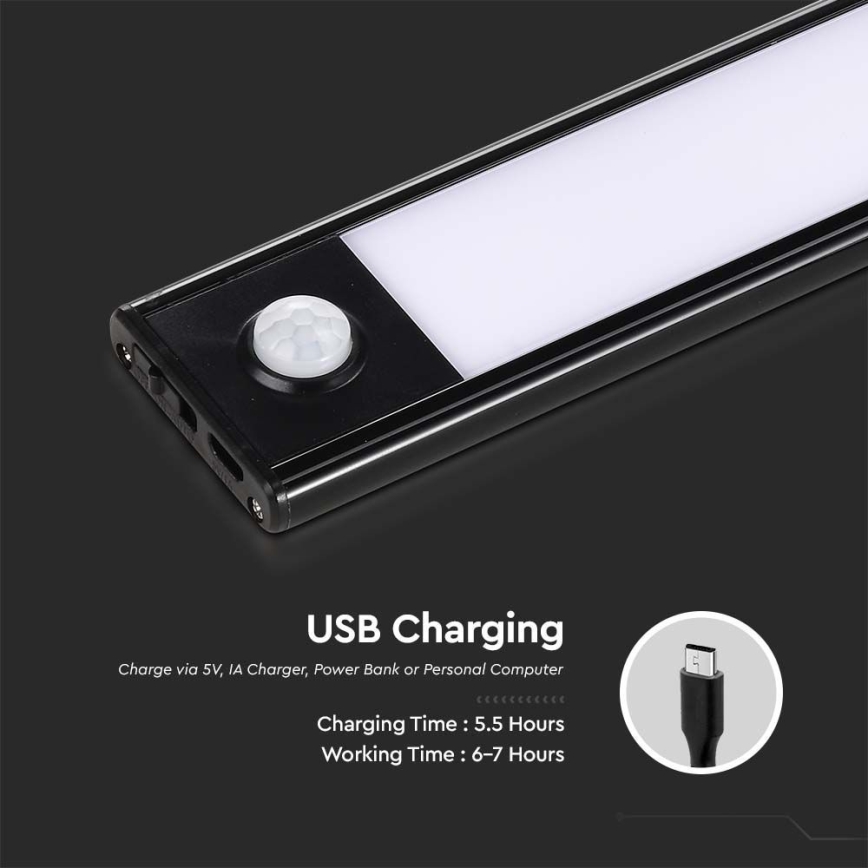 Luz LED bajo armario de cocina con sensor LED/2W/5V 2200 mAh 3000K