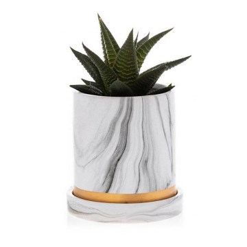 Maceta de cerámica con cuenco HANYA 11x11 cm mármol