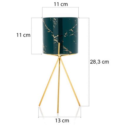 Maceta de cerámica EMMA 28,3x11 cm verde/dorado