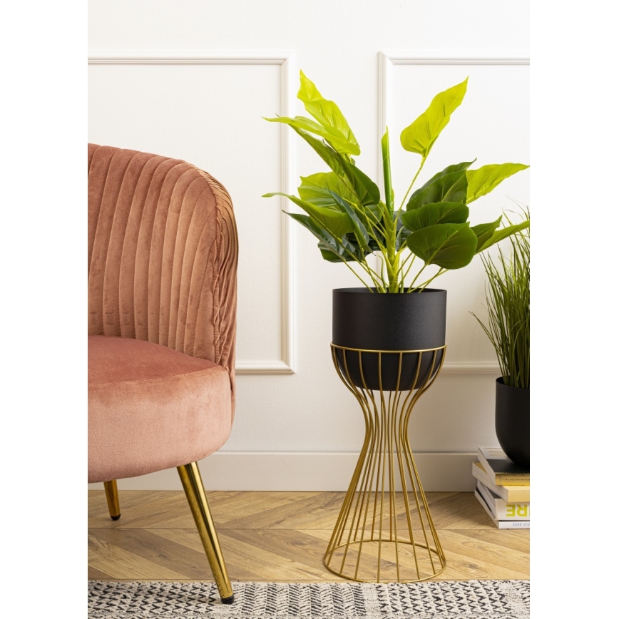 Maceta de metal LOFT 46x20 cm dorado/negro