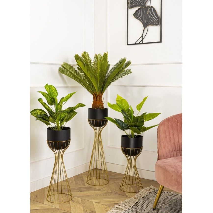 Maceta de metal LOFT 46x20 cm dorado/negro