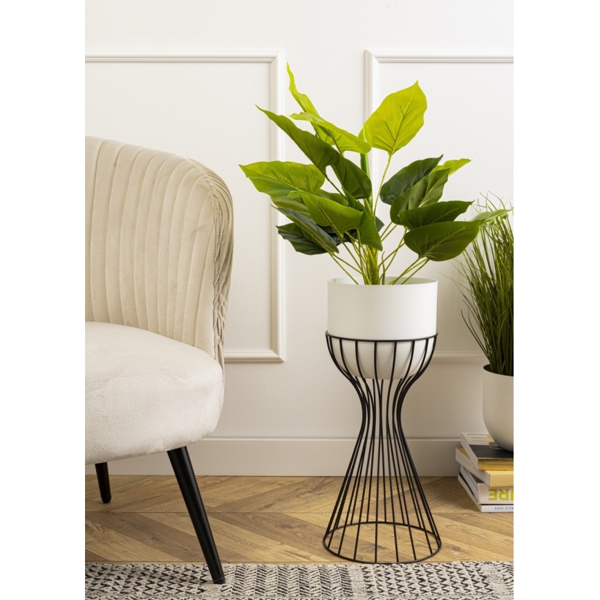Maceta de metal LOFT 46x20 cm negro/blanco
