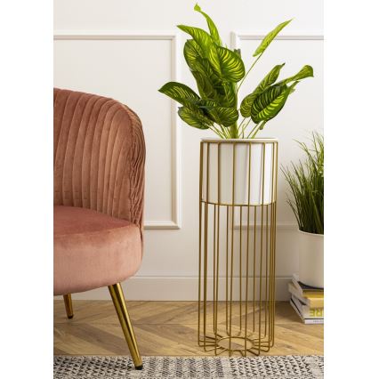 Maceta de metal LOFT 55x20 cm dorado/blanco