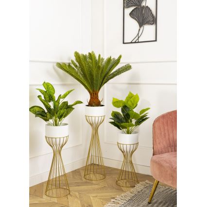 Maceta de metal LOFT 68x20 cm dorado/blanco