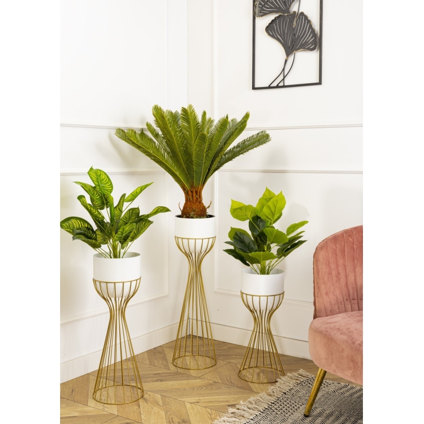 Maceta de metal LOFT 68x20 cm dorado/blanco