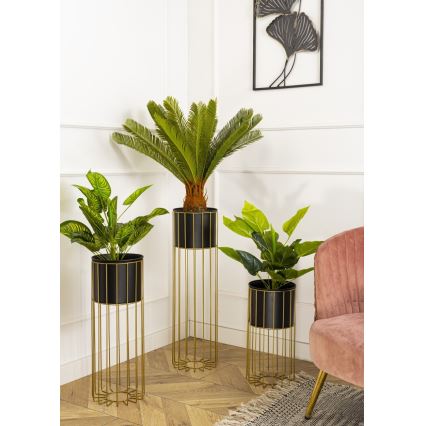 Maceta de metal LOFT 70x20 cm dorado/negro