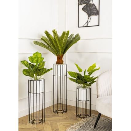 Maceta de metal LOFT 70x20 cm negro/blanco