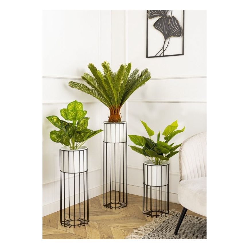 Maceta de metal LOFT 70x20 cm negro/blanco