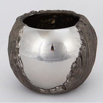 Maceta diá. 18,5 cm plata/marrón