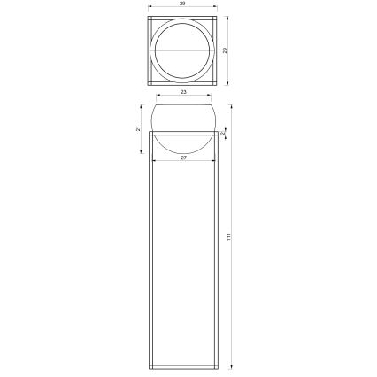 Macetero de metal 111,3x29 cm negro