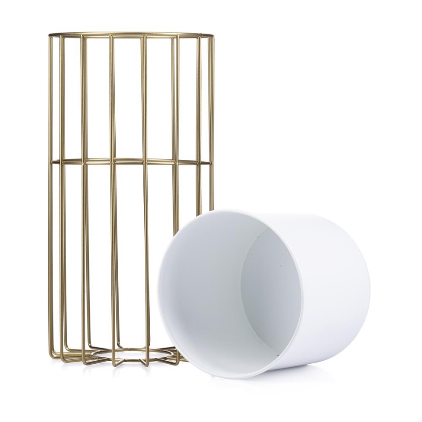Macetero de metal LOFT 42x20 cm dorado/blanco