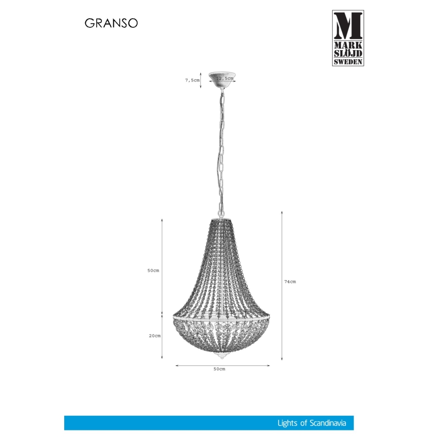 Markslöjd 107028 - Lámpara colgante de cristal GRÄNSÖ 3xE14/40W/230V