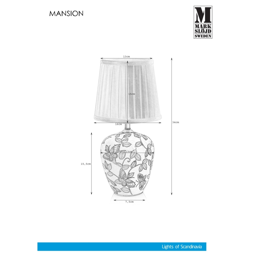 Markslöjd 107039 - Lámpara de mesa MANSION 1xE14/40W/230V
