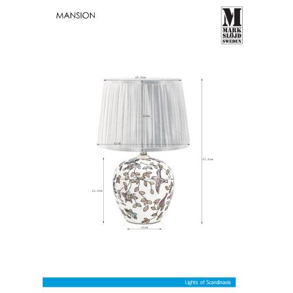 Markslöjd 107040 - Lámpara de mesa MANSION 1xE27/60W/230V