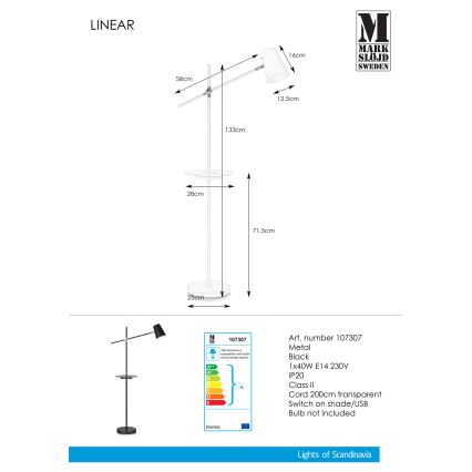 Markslöjd 107307 - Lámpara de pie con USB LINEAR 1xE14/40W/230V