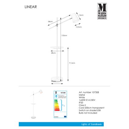 Markslöjd 107308 - Lámpara de pie USB LINEAR 1xE14/40W/230V