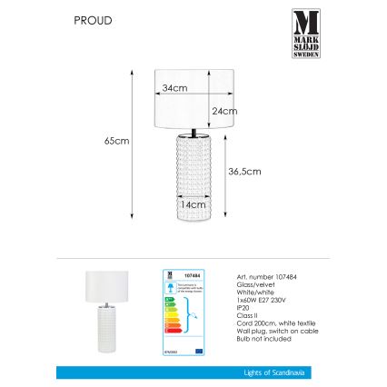 Markslöjd 107484 - Lámpara de mesa PROUD 1xE27/60W/230V