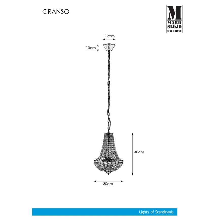 Markslöjd 107550 - Lámpara colgante de cristal para el baño GRÄNSÖ 2xG9/20W/230V