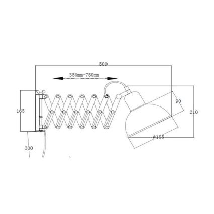 Markslöjd 108105 - Lámpara de pared RIGGS 1xE27/60W/230V negro