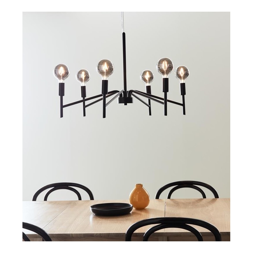 Markslöjd 108209 - Lámpara colgante MONARCH 6xE14/18W/230V negro