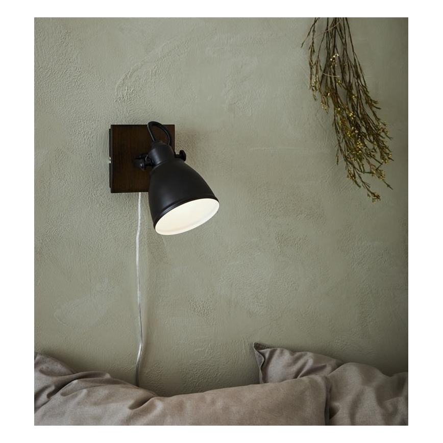 Markslöjd 108211 - Foco de pared NATIVE 1xE14/18W/230V negro/marrón