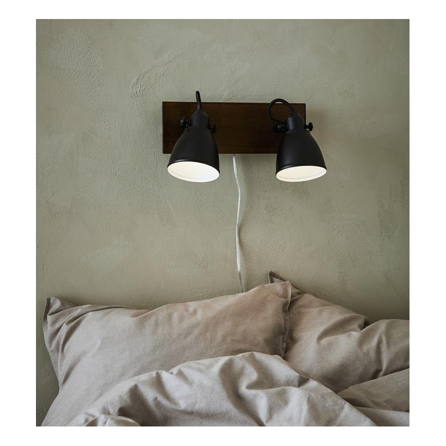 Markslöjd 108213 - Foco de pared NATIVE 2xE14/18W/230V negro/marrón