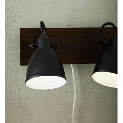 Markslöjd 108213 - Foco de pared NATIVE 2xE14/18W/230V negro/marrón