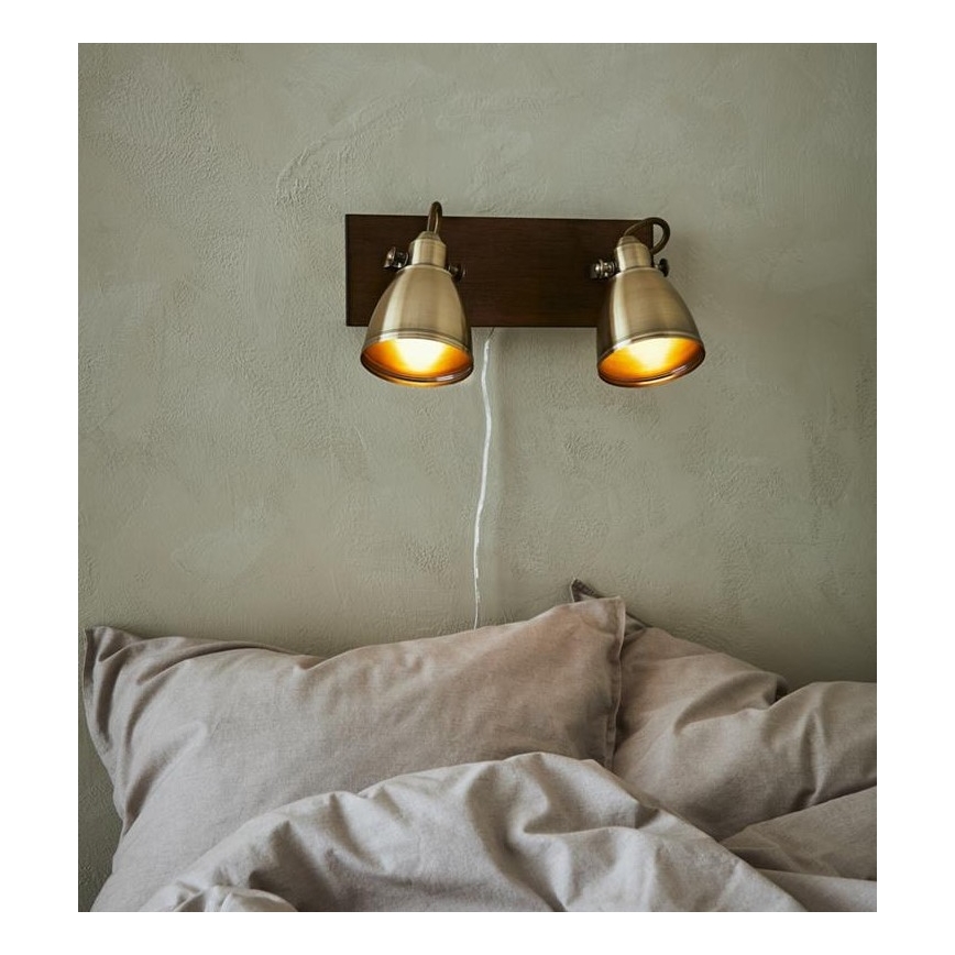 Markslöjd 108214 - Foco de pared NATIVE 2xE14/18W/230V latón/marrón