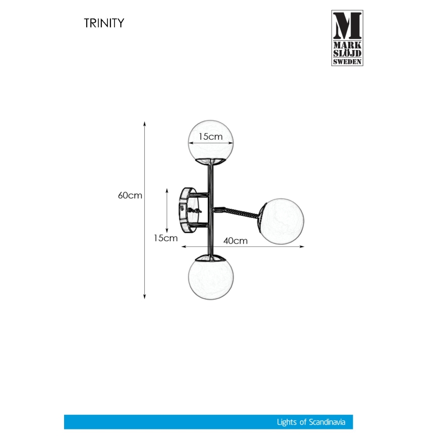 Markslöjd 108253 - Aplique TRINITY 3xG9/20W/230V dorado/gris