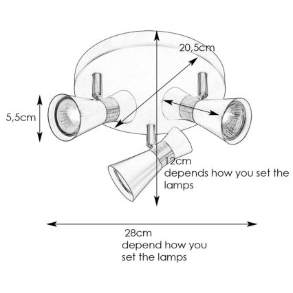 Markslöjd 108628 - Foco FOLIE 3xGU10/7W/230V blanco/cromo mate