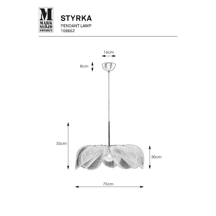 Markslöjd 108662 - Lámpara colgante STYRKA 1xE27/40W/230V diá. 75 cm negro