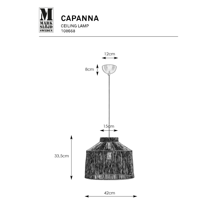 Markslöjd 108668 - Lámpara colgante CAPANNA 1xE27/40W/230V negro