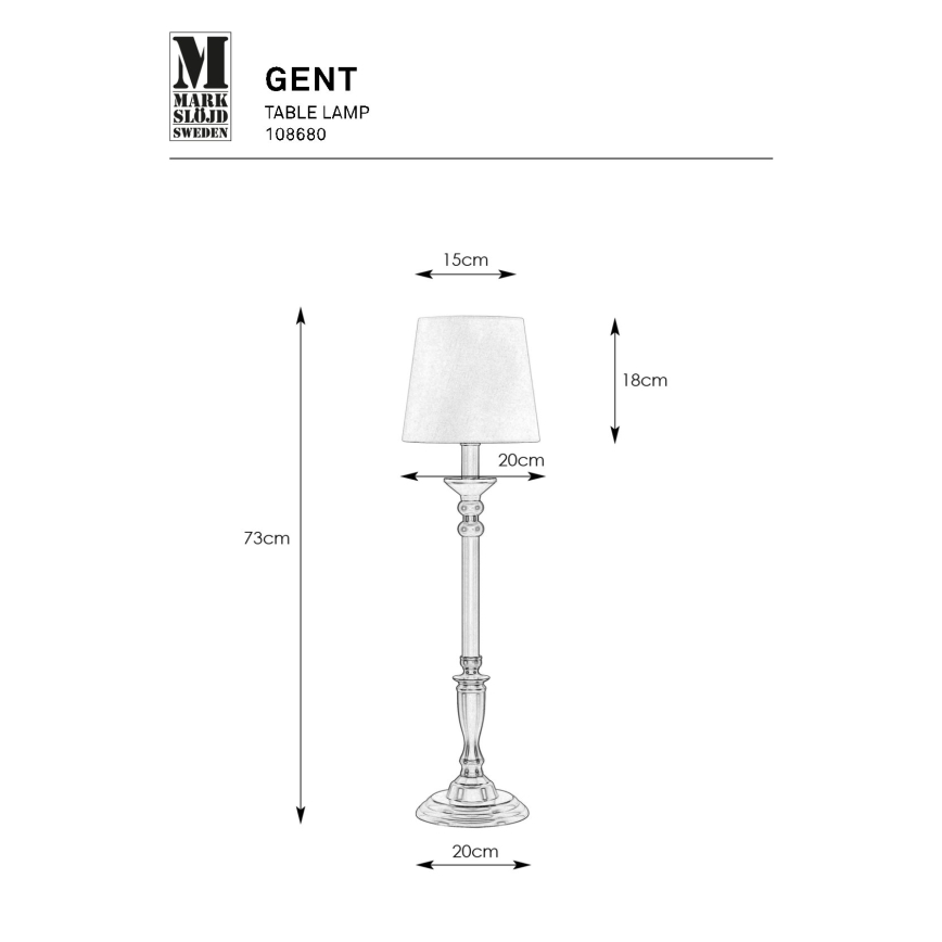 Markslöjd 108680 - Lámpara de mesa GENT 1xE27/40W/230V cromo mate/negro/blanco