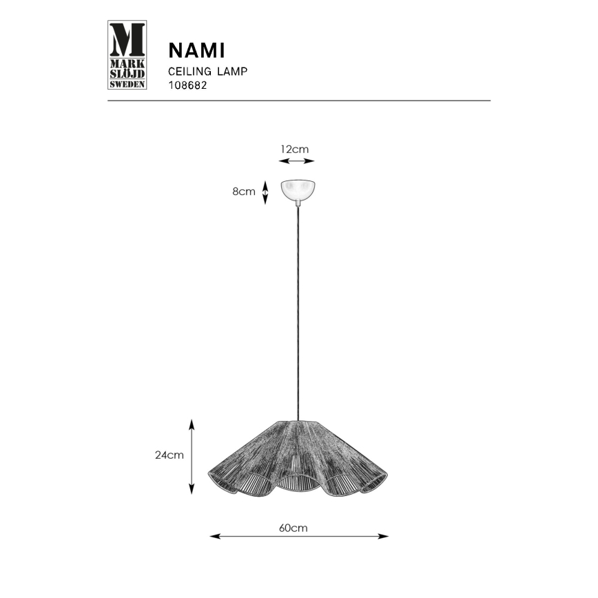 Markslöjd 108682 - Lámpara colgante NAMI 1xE27/40W/230V negro