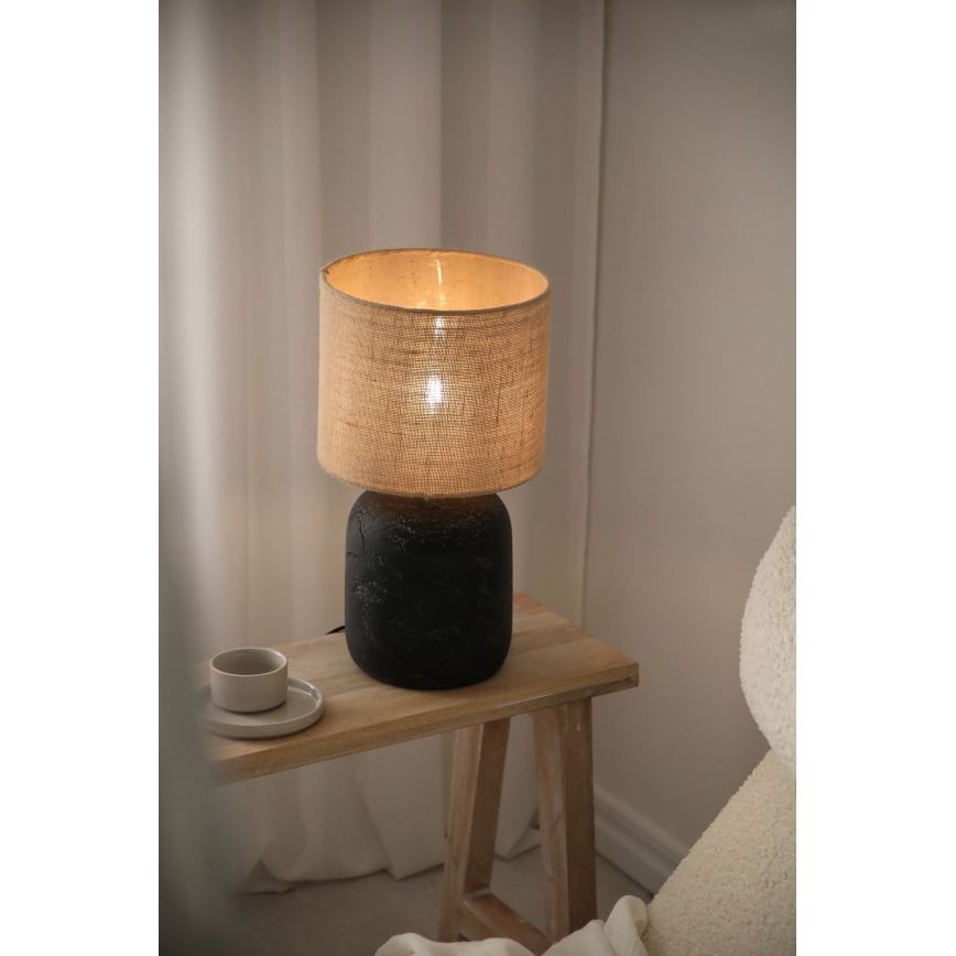 Markslöjd 108684 - Lámpara de mesa MONTAGNA 1xE14/40W/230V 45 cm beige/negro