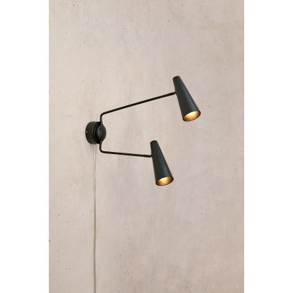 Markslöjd 108690 - Aplique PEAK 2xE14/40W/230V negro