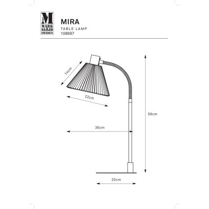 Markslöjd 108697 - Lámpara de mesa MIRA 1xE14/40W/230V negro/blanco